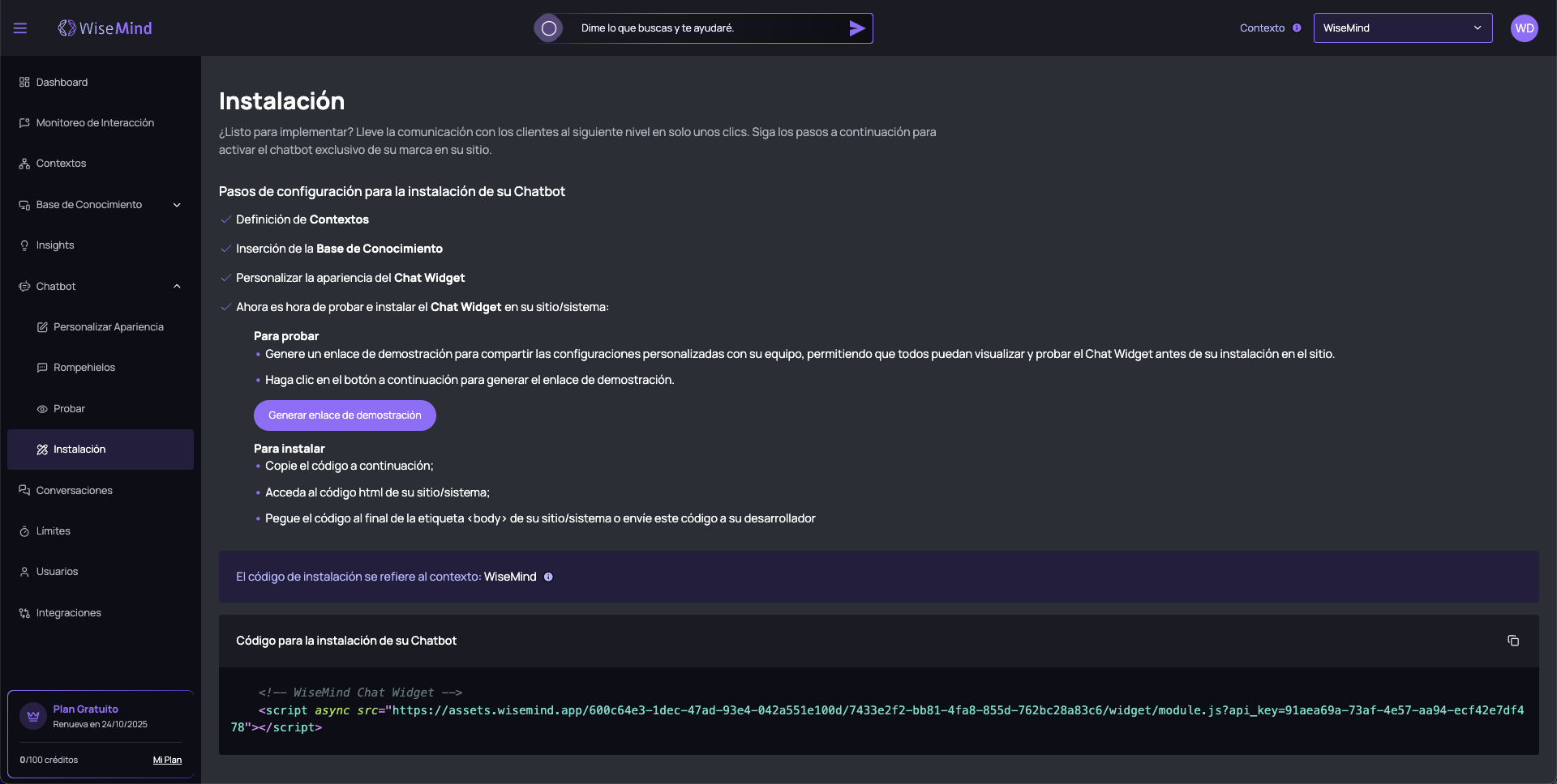 Instalación del Chatbot