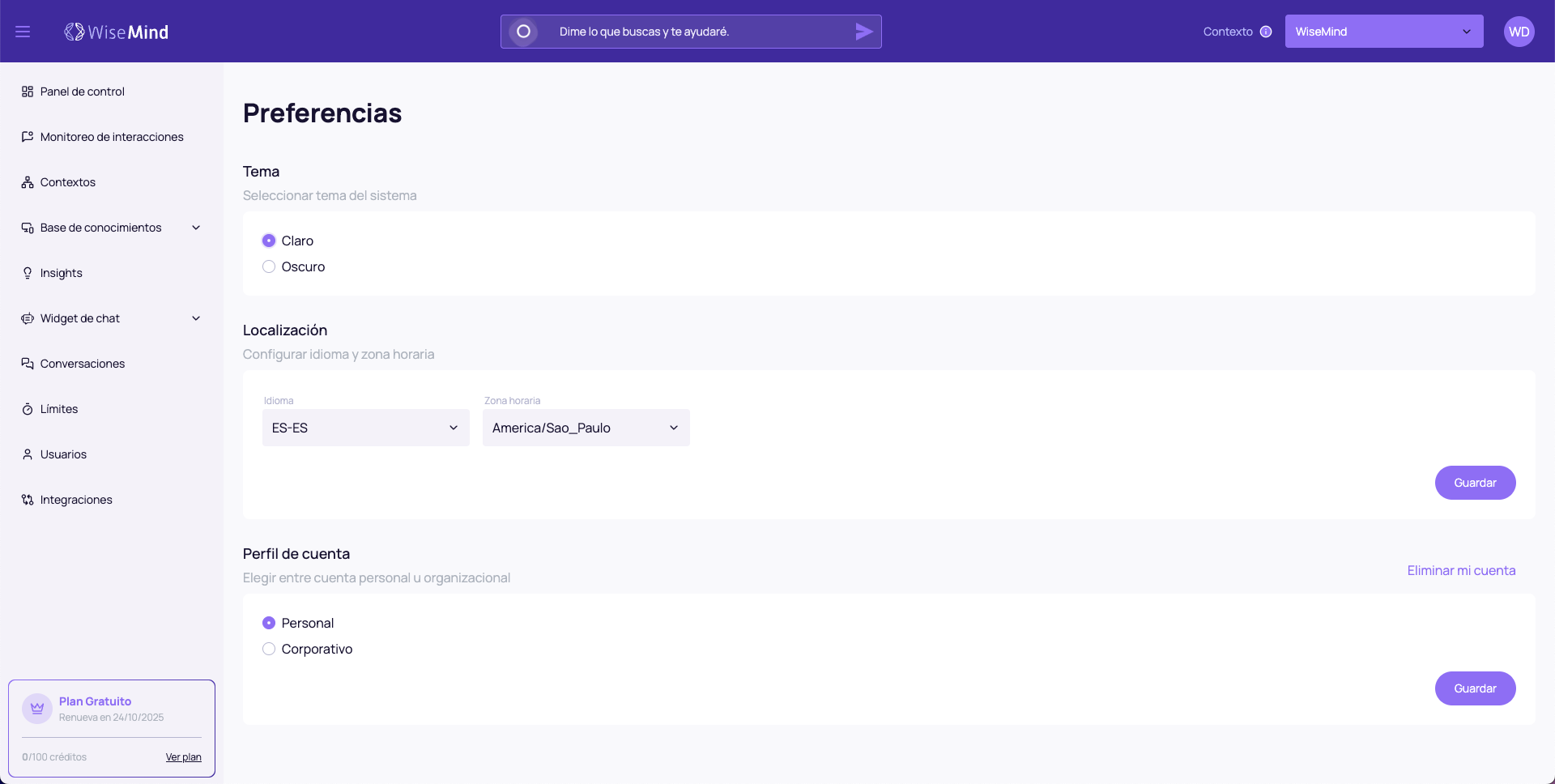 Preferencias Overview