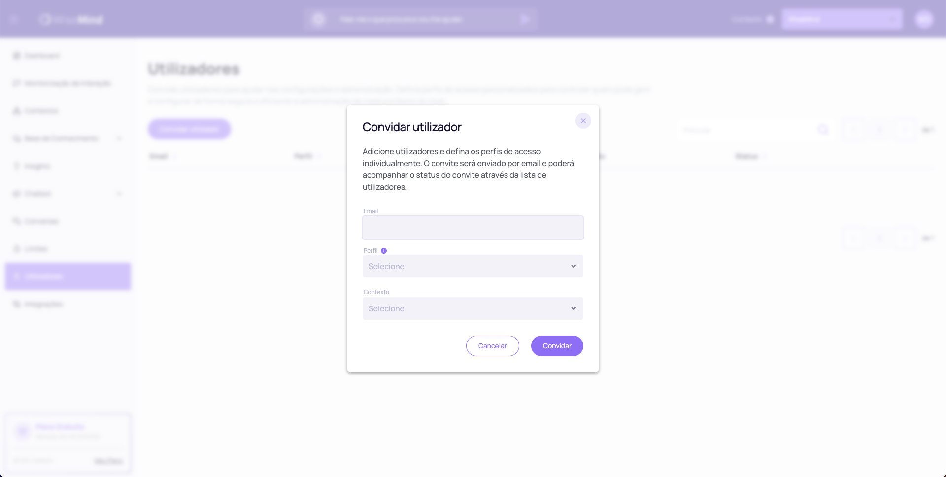 Convidar Utilizadores